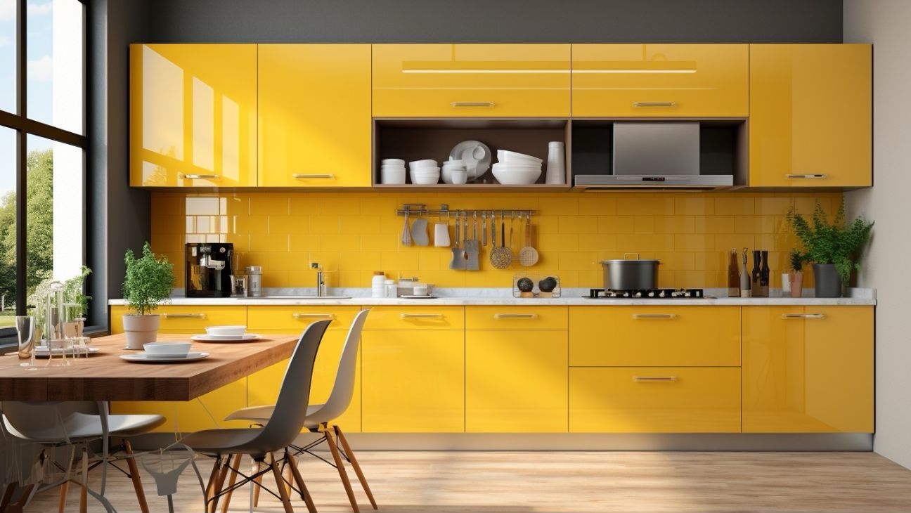 Mẫu tủ sử dụng màu acrylic bóng