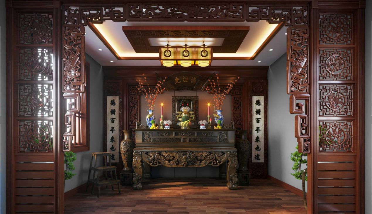 Mẫu vách ngăn phòng thờ