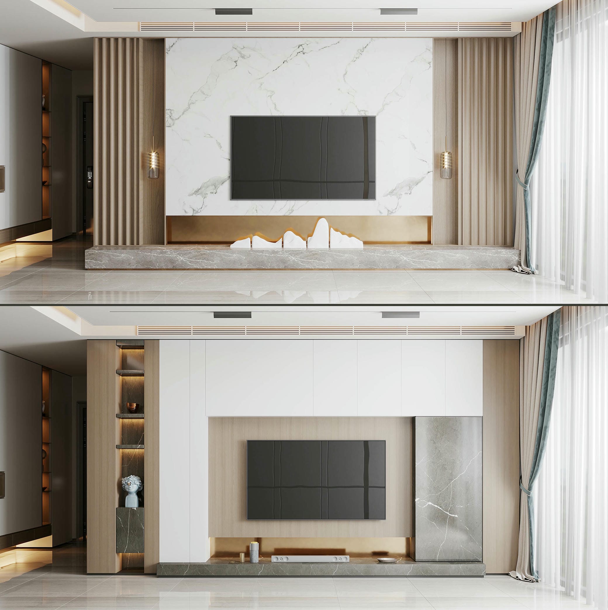 Mẫu vách ngăn tivi đơn giản Mẫu vách ngăn tivi đơn giản