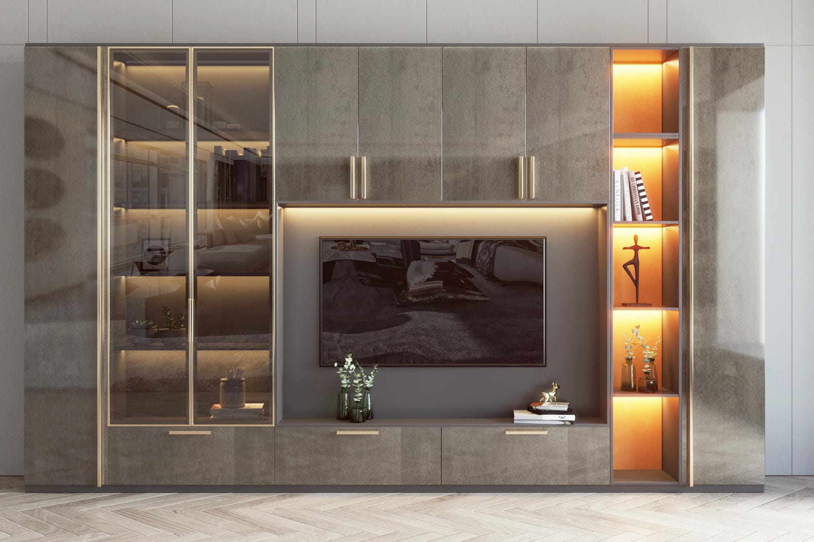 Mẫu vách ngăn tivi kết hợp tủ đồ Mẫu vách ngăn tivi kết hợp tủ đồ