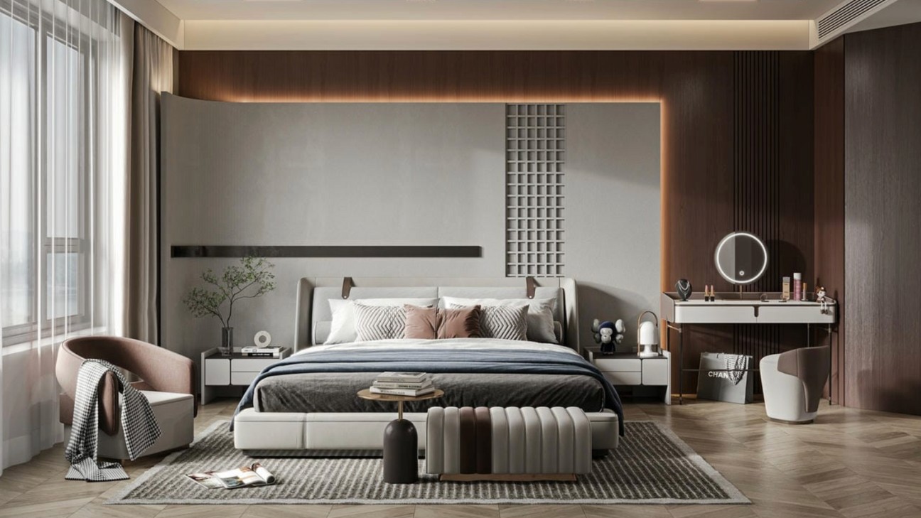 Phòng ngủ hiện đại ấm áp Phòng ngủ hiện đại ấm áp