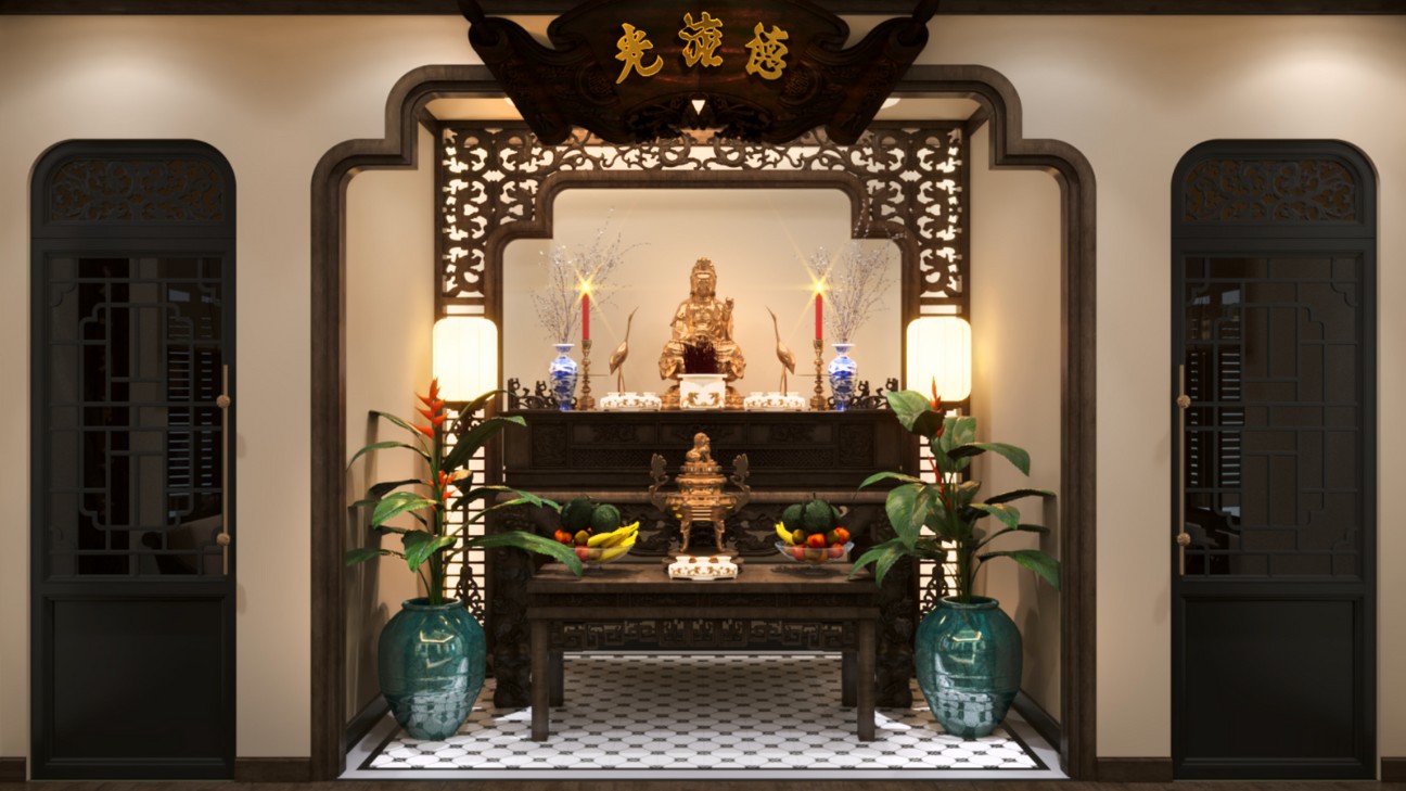 Phòng thờ gỗ tự nhiên sang trọng bền đẹp Phòng thờ gỗ tự nhiên sang trọng bền đẹp