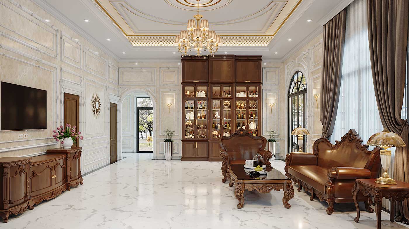 Thi công nội thất gỗ tân cổ điển