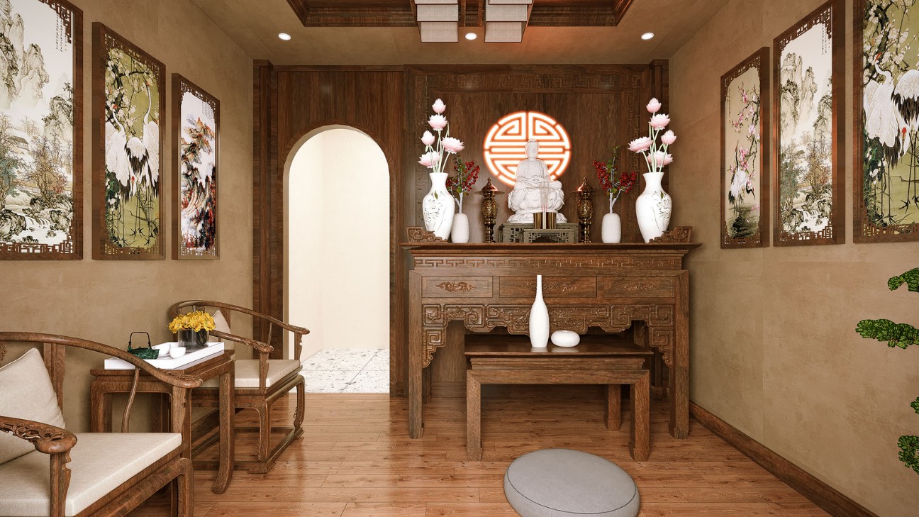 Thiết kế phòng thờ hiện đại đơn giản mà sang trọng Thiết kế phòng thờ hiện đại đơn giản mà sang trọng