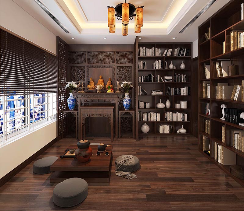 Thiết kế phòng thờ nghiêm trang yên tĩnh làm việc Thiết kế phòng thờ nghiêm trang yên tĩnh làm việc