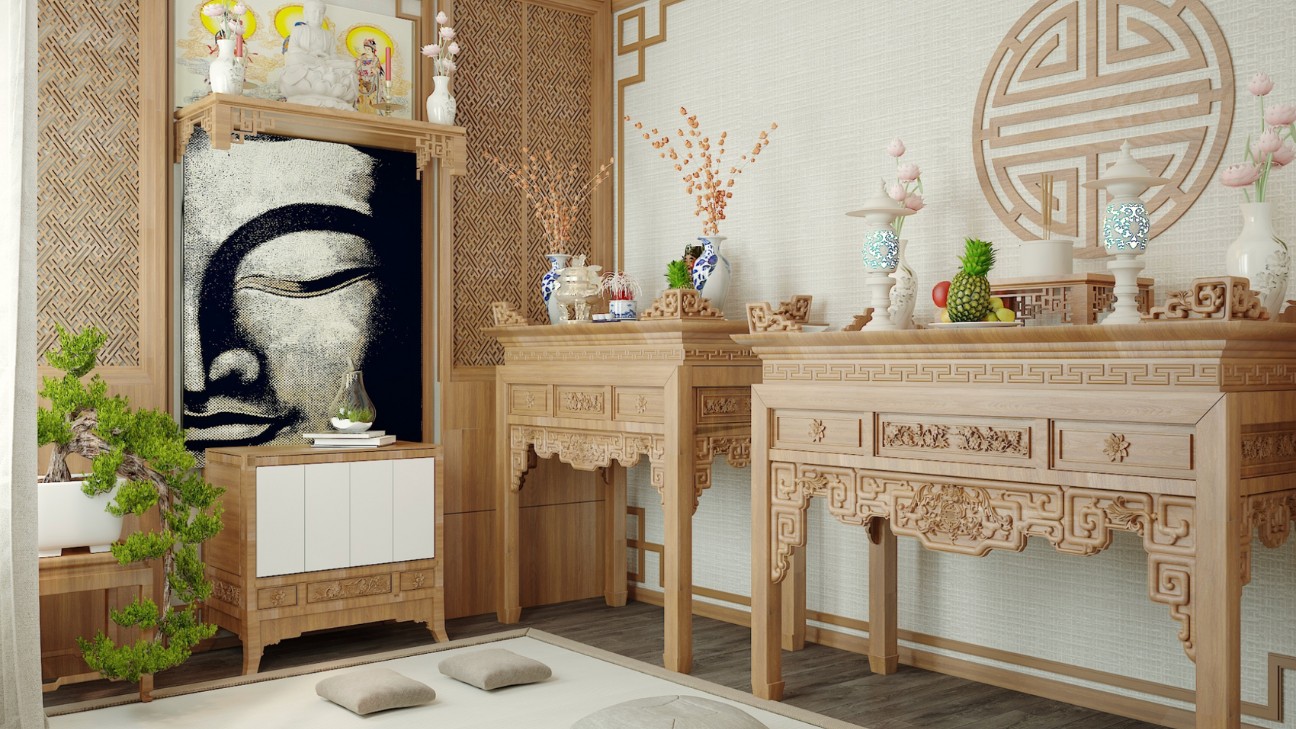 Thiết kế phòng thờ nhỏ đẹp kết hợp đồ trang trí hợp phong thủy Thiết kế phòng thờ nhỏ đẹp kết hợp đồ trang trí hợp phong thủy