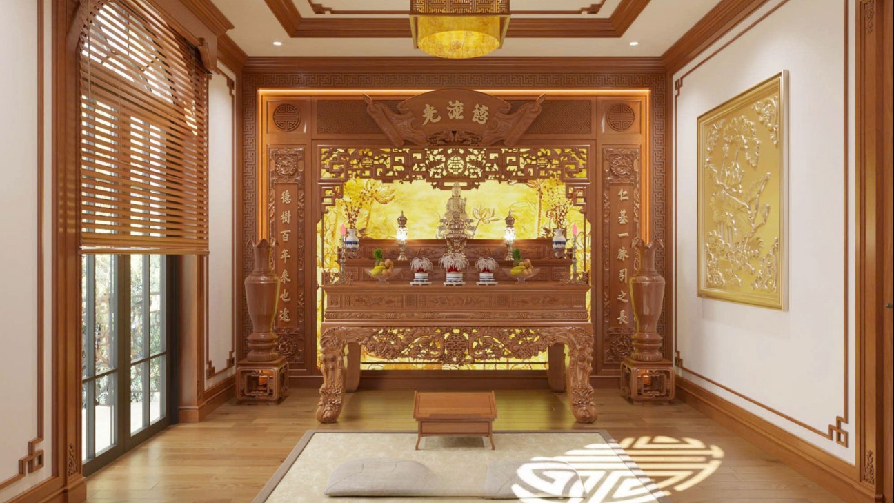 Thiết kế phòng thờ phật tại gia trang nghiêm Thiết kế phòng thờ phật tại gia trang nghiêm