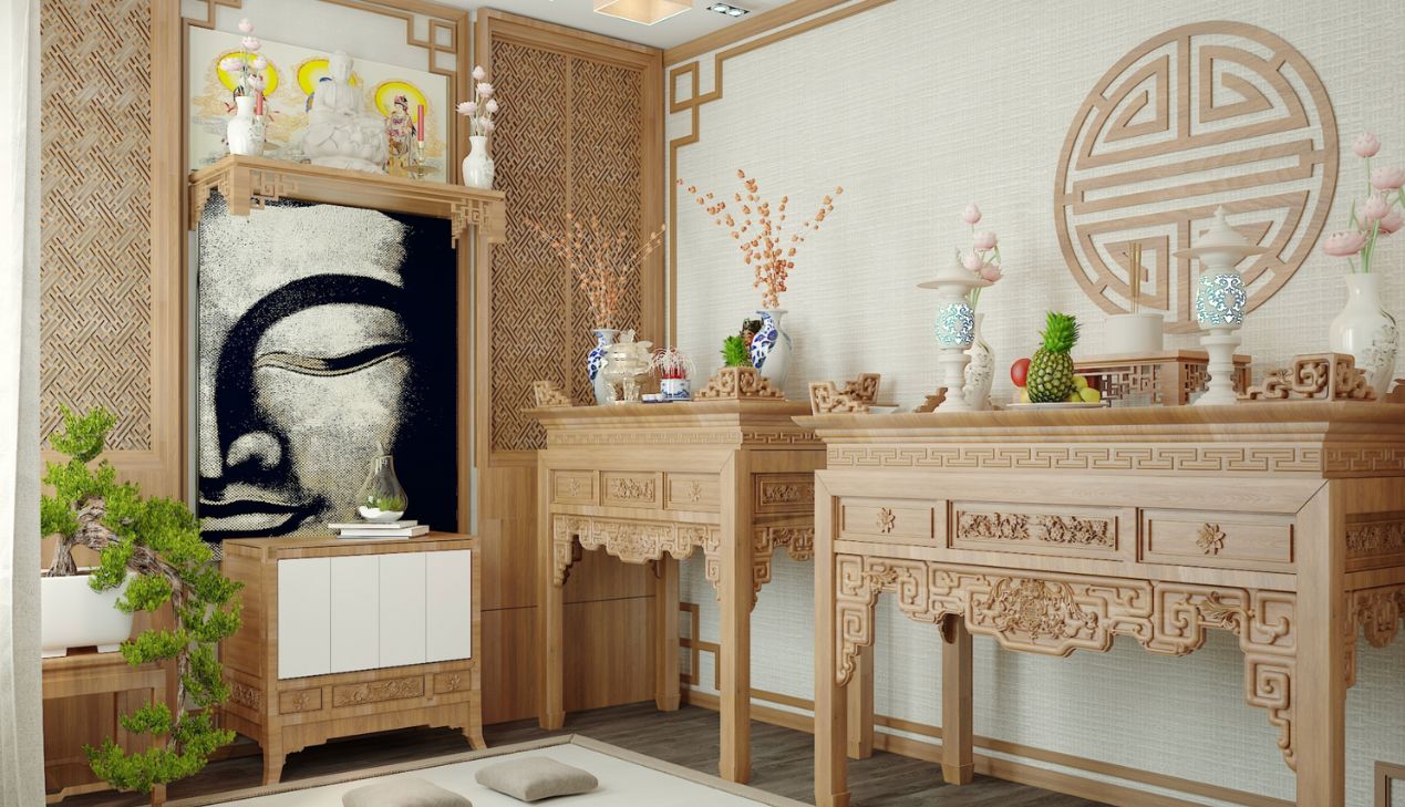 Thiết kế phòng thờ Phật và gia tiên