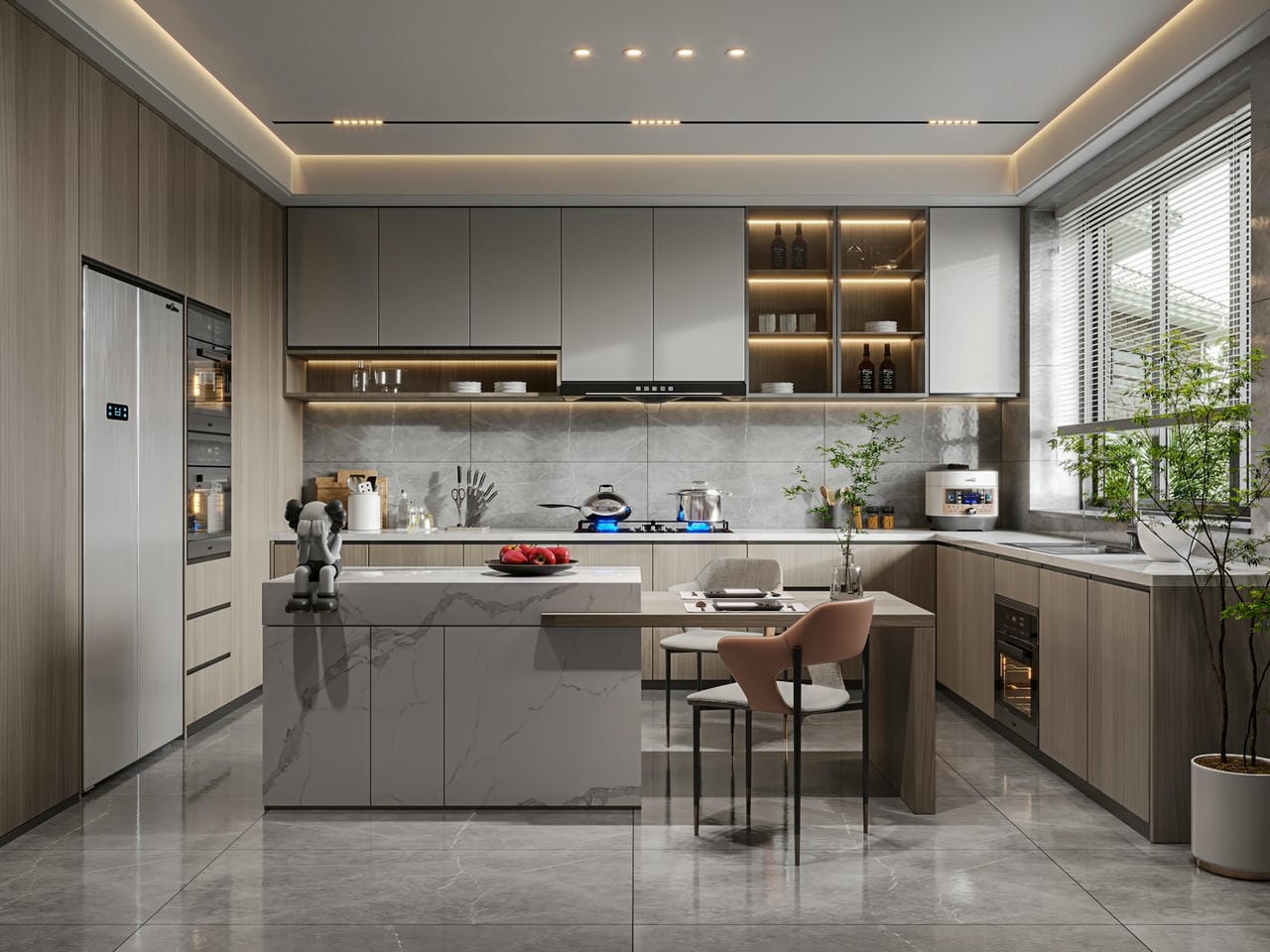 Thiết kế tủ bếp chữ L có bàn đảo Thiết kế tủ bếp chữ L có bàn đảo