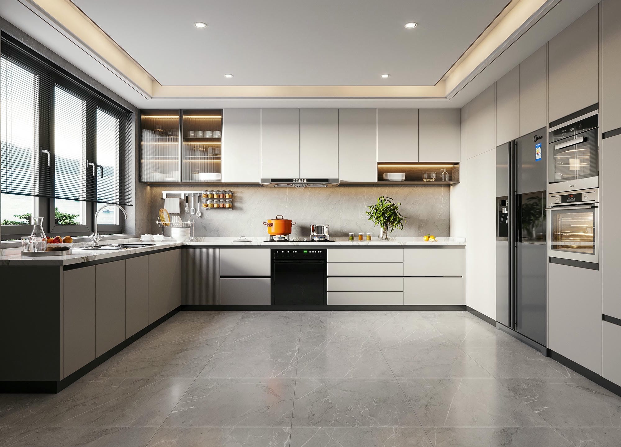 Thiết kế tủ bếp gỗ công nghiệp phủ acrylic chữ U Thiết kế tủ bếp gỗ công nghiệp phủ acrylic chữ U