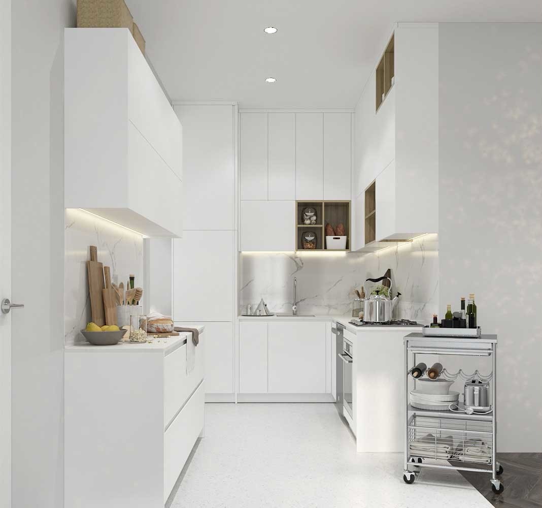 Thiết kế tủ bếp nhựa mini hiện đại