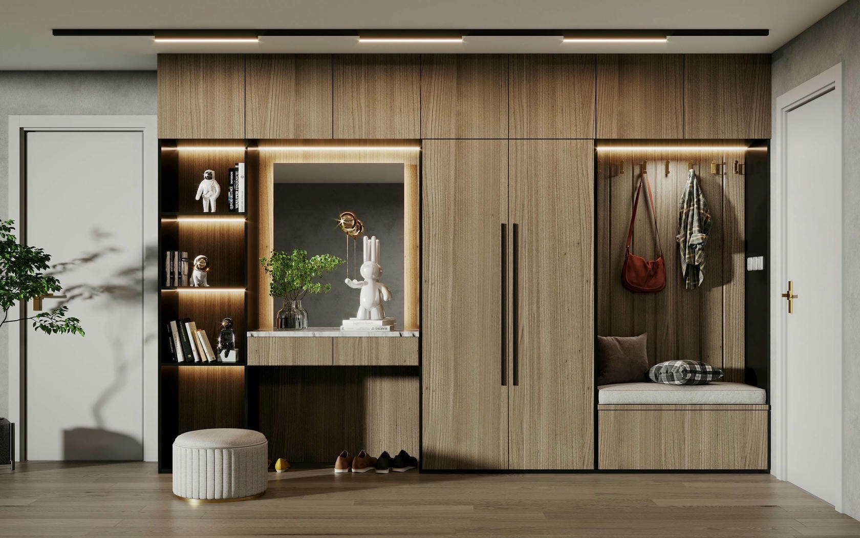 Thiết kế tủ giày phù hợp với không gian lớn