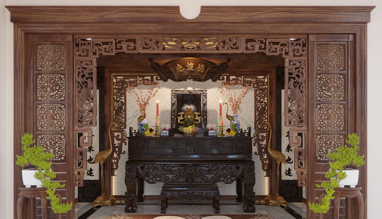 Thiết kế vách ngăn phòng thờ