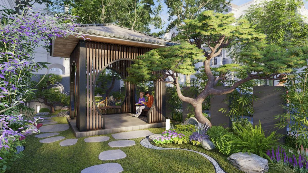 Tiểu cảnh sân vườn trước nhà
