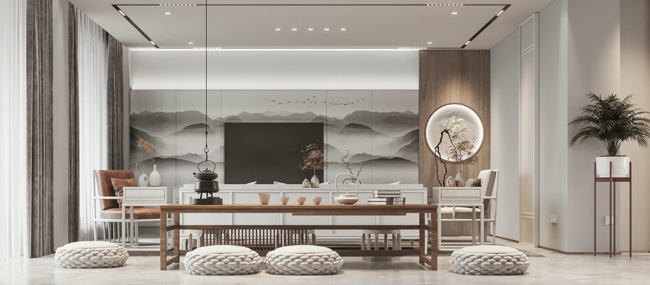 Trang trí kệ với đồ decor phong thủy