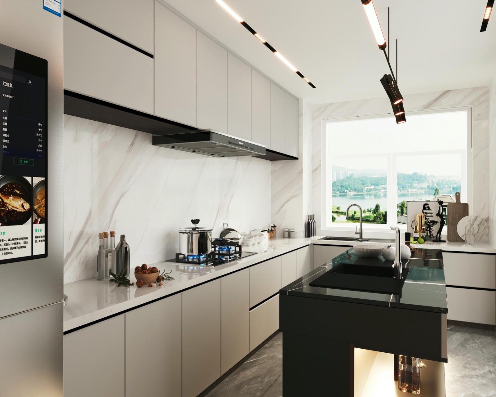 Tủ bếp chữ L đẹp cho nhà ống Tủ bếp chữ L đẹp cho nhà ống