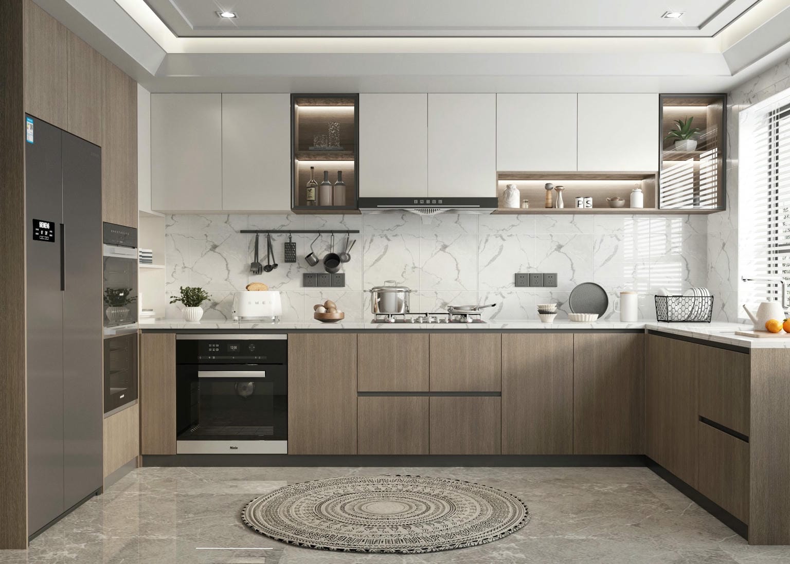 Thiết kế tủ bếp chữ L gỗ tự nhiên cho nhà nhỏ Thiết kế tủ bếp chữ L gỗ tự nhiên cho nhà nhỏ