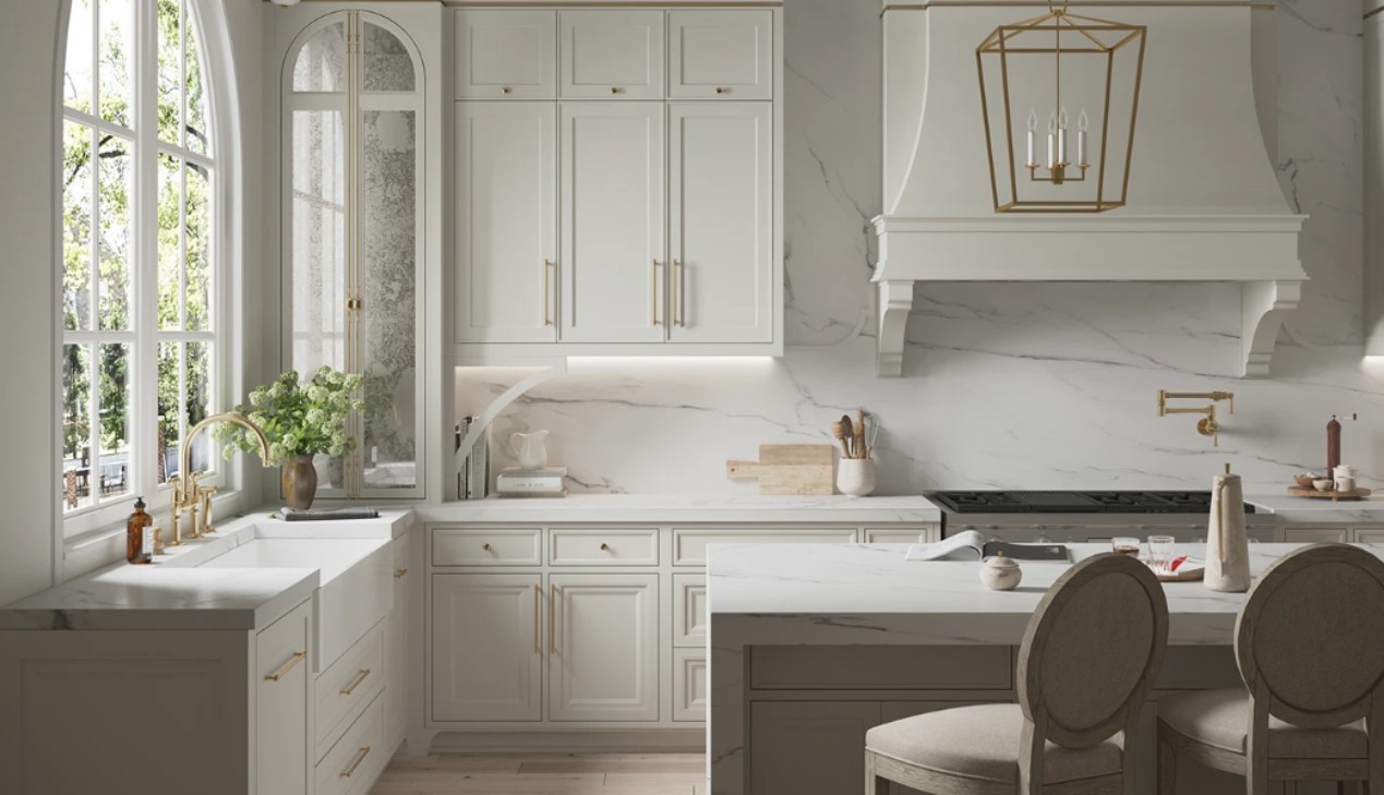 Tủ bếp gỗ công nghiệp MDF phong cách châu Âu Tủ bếp gỗ công nghiệp MDF phong cách châu Âu