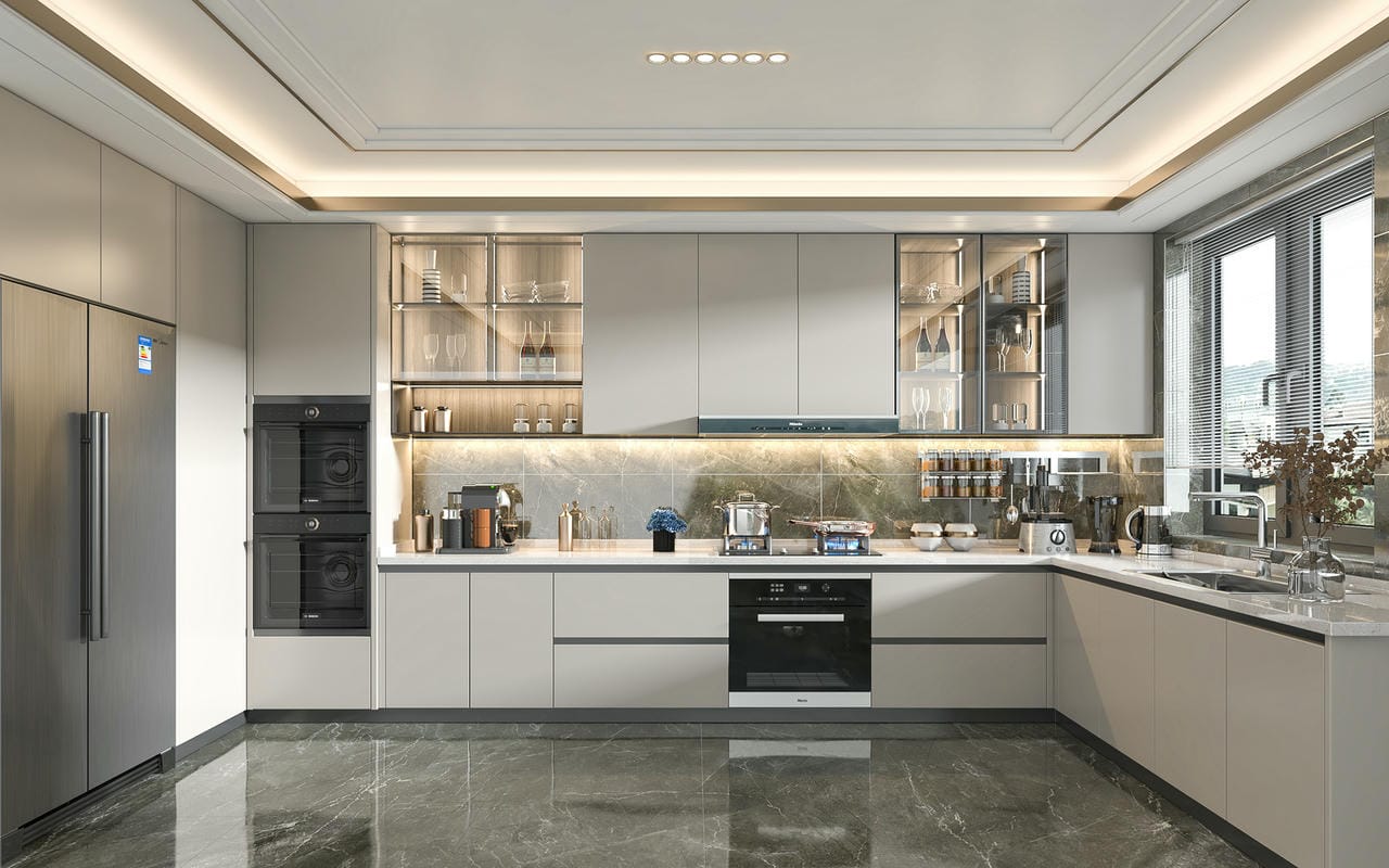Tủ bếp gỗ công nghiệp acrylic ấn tượng Tủ bếp gỗ công nghiệp acrylic ấn tượng