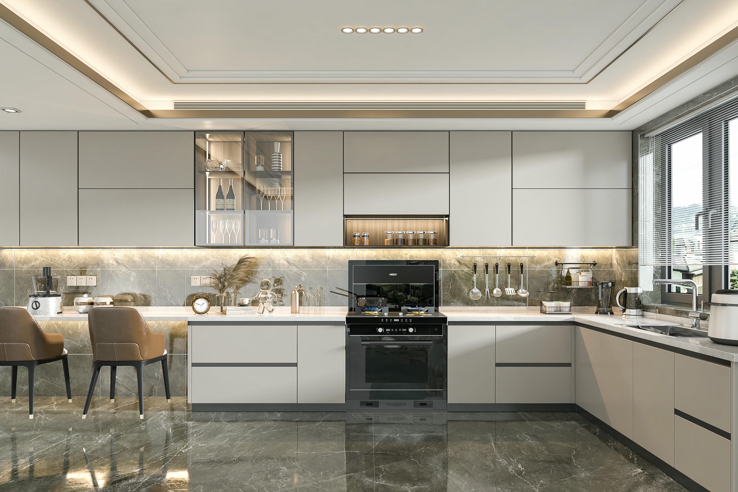 Tủ bếp gỗ công nghiệp acrylic cho nhà phố Tủ bếp gỗ công nghiệp acrylic cho nhà phố