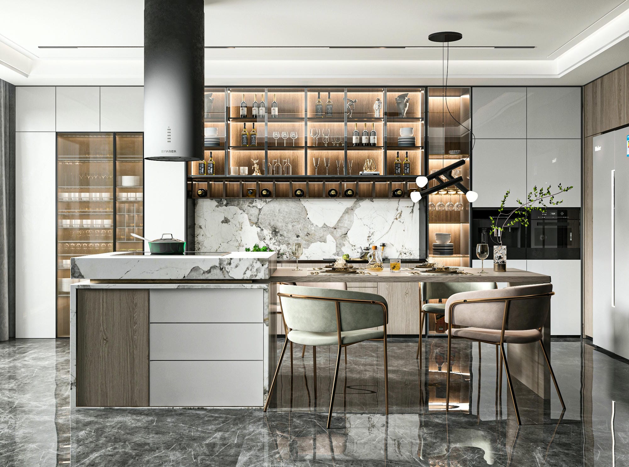 Tủ bếp gỗ công nghiệp acrylic chữ L tối ưu không gian Tủ bếp gỗ công nghiệp acrylic chữ L tối ưu không gian