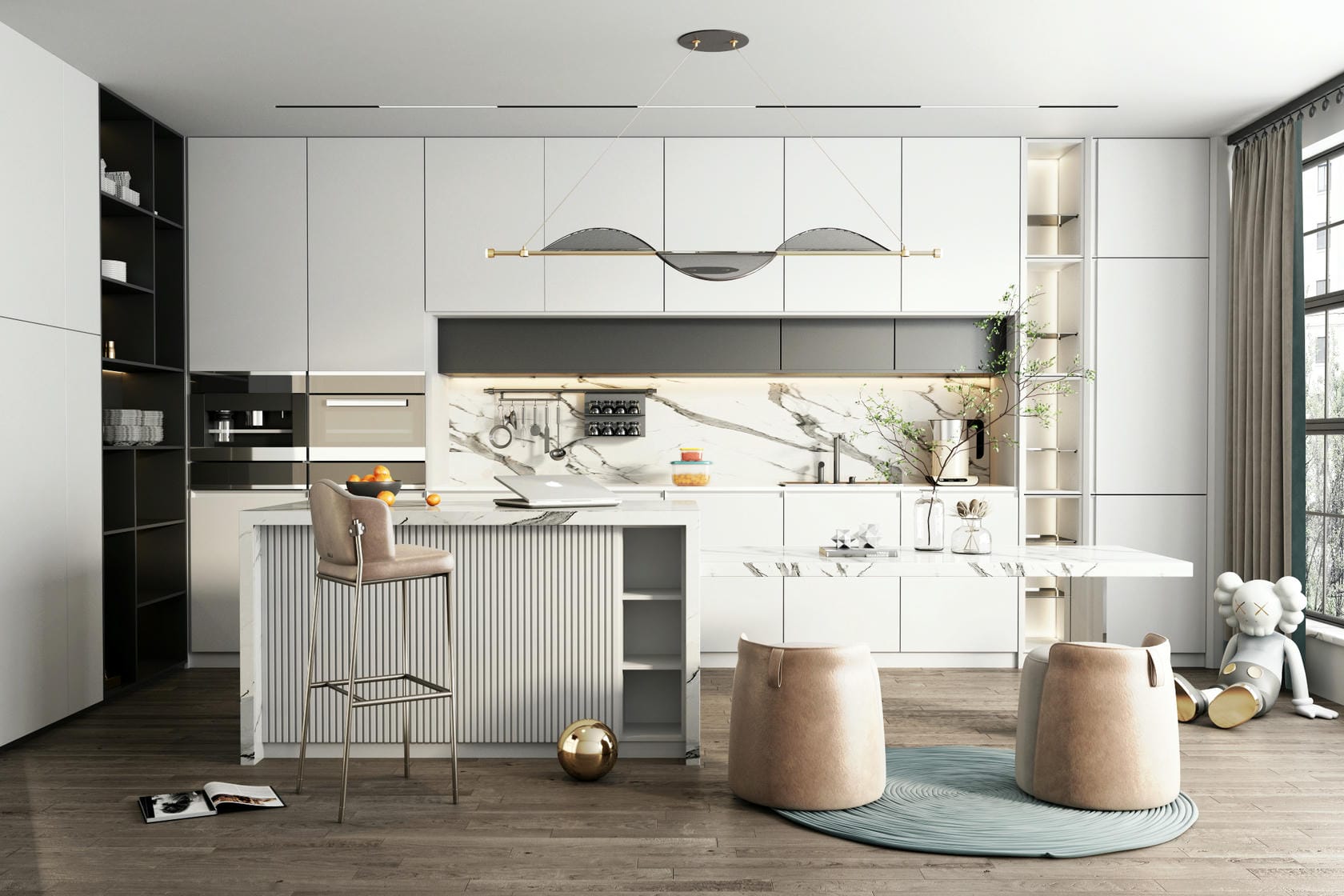 Tủ bếp gỗ công nghiệp chữ I phong cách Modern luxury Tủ bếp gỗ công nghiệp chữ I phong cách Modern luxury