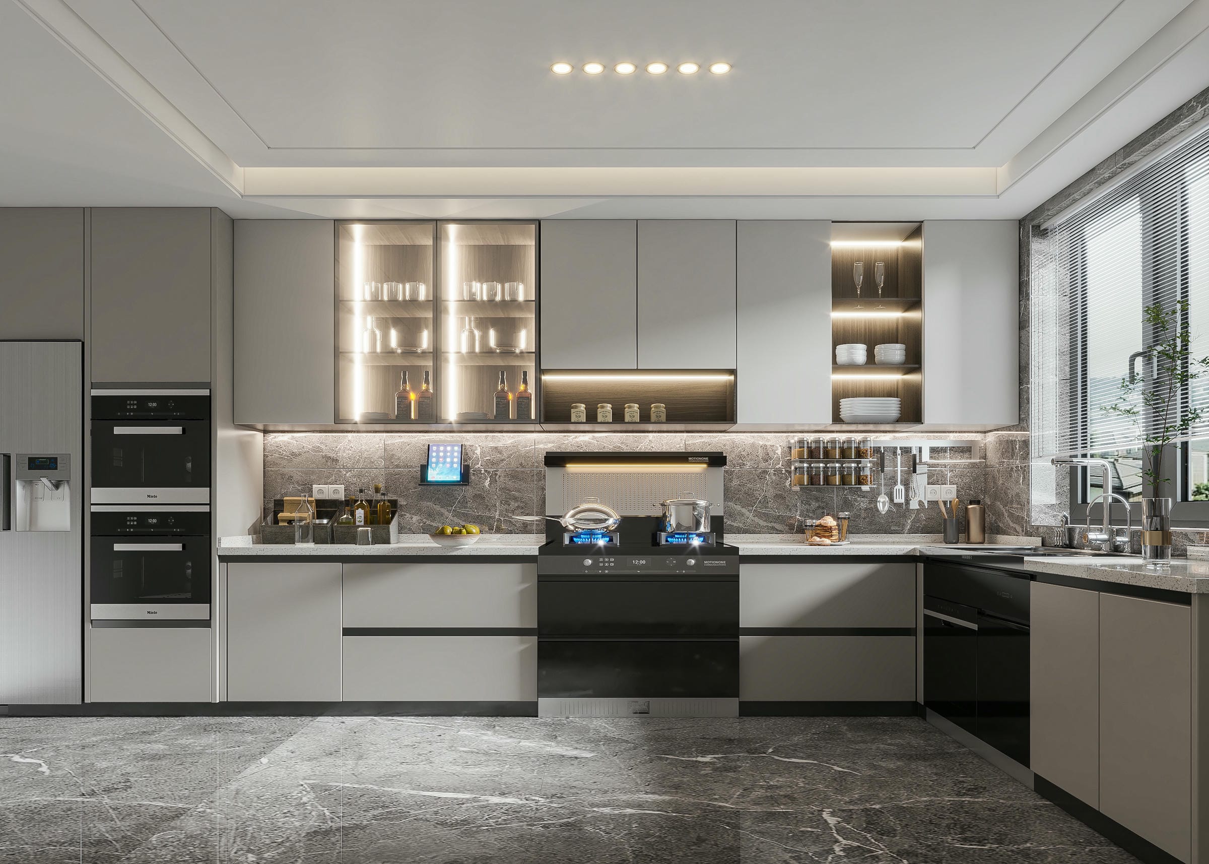 Tủ bếp gỗ công nghiệp chữ L tiện nghi