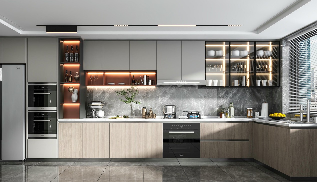 Tủ bếp gỗ công nghiệp MDF đơn giản mà đẹp Tủ bếp gỗ công nghiệp MDF đơn giản mà đẹp