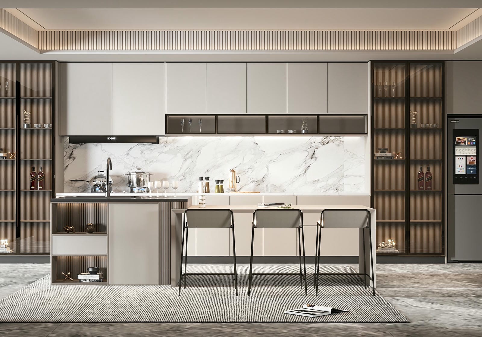 Tủ bếp gỗ công nghiệp phủ acrylic chống trầy xước Tủ bếp gỗ công nghiệp phủ acrylic chống trầy xước