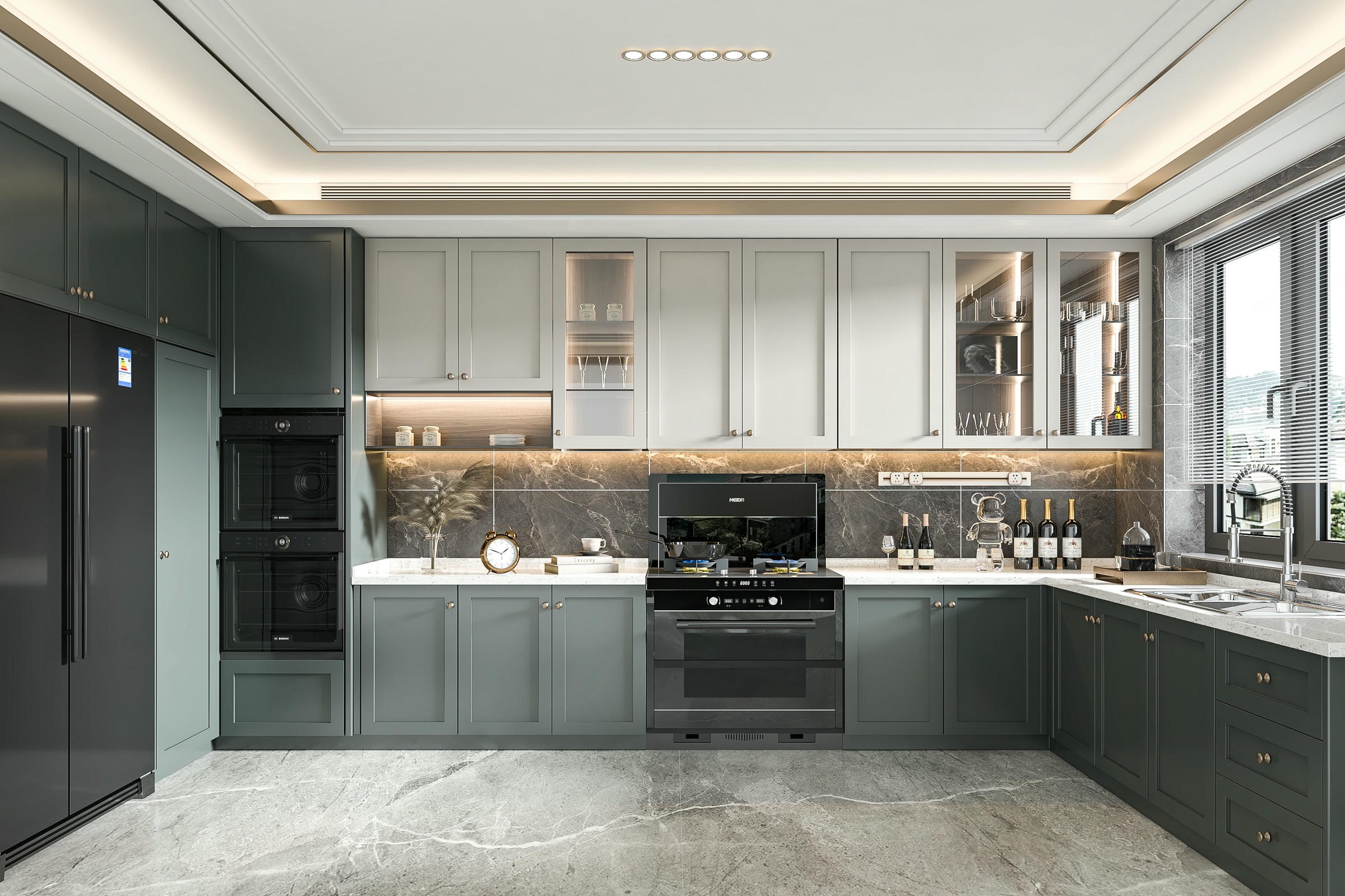 Tủ bếp hình chữ L thiết kế kiểu Nhật Bản Tủ bếp hình chữ L thiết kế kiểu Nhật Bản