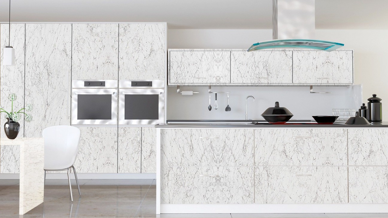 Tủ bếp Laminate giả đá marble