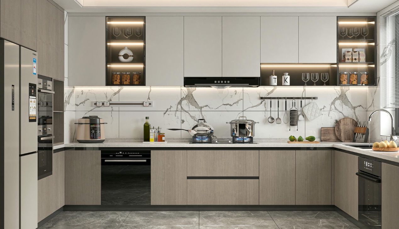 Tủ bếp nhựa Ecoplast mẫu chữ L hiện đại Tủ bếp nhựa Ecoplast mẫu chữ L hiện đại