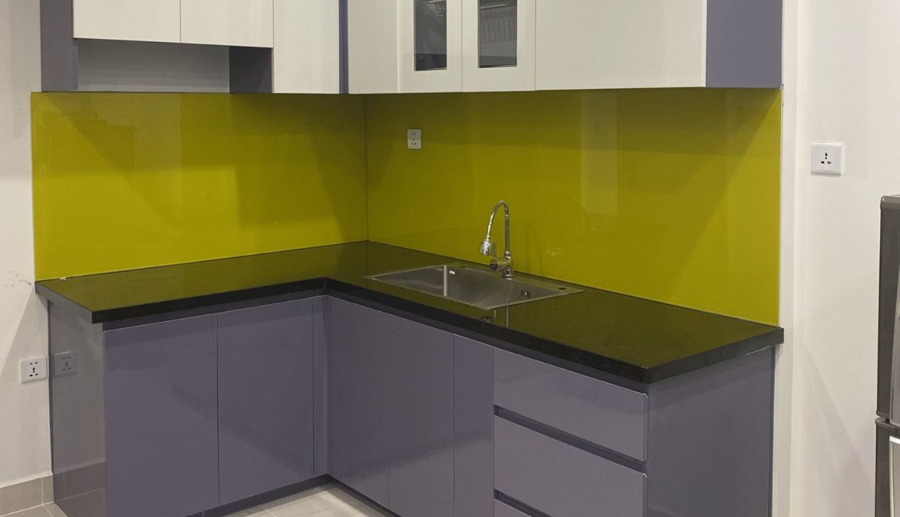 Tủ bếp nhựa melamine phối màu