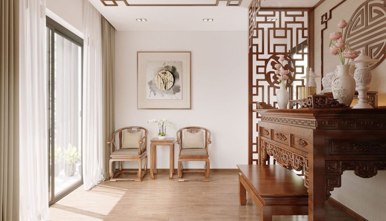 Vách ngăn gỗ phòng thờ