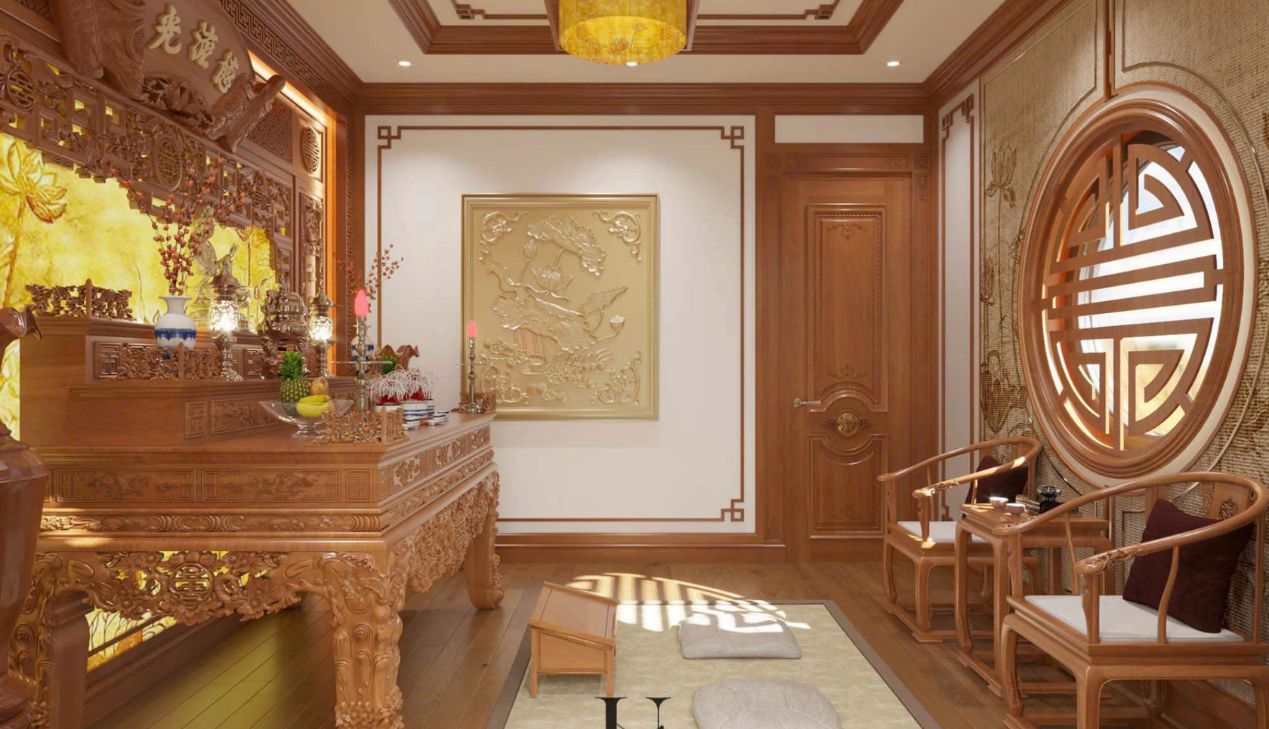 Vách ngăn phòng thờ đơn giản