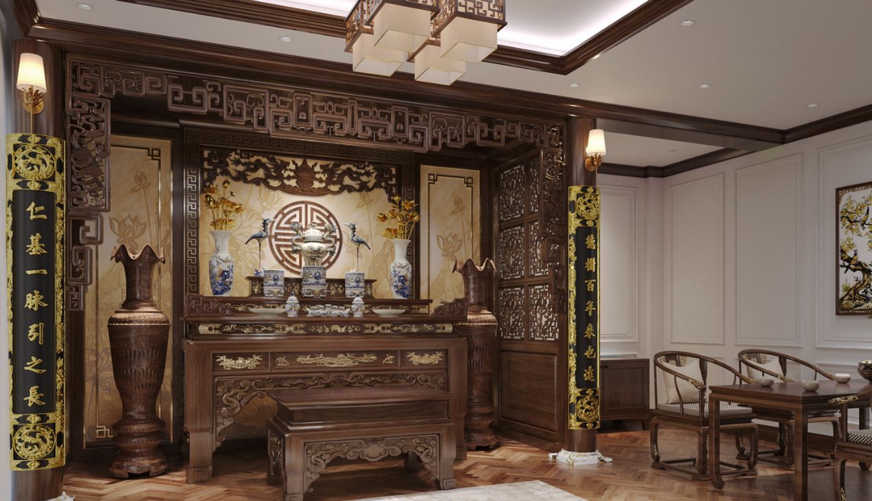 Vách ngăn phòng thờ hiện đại