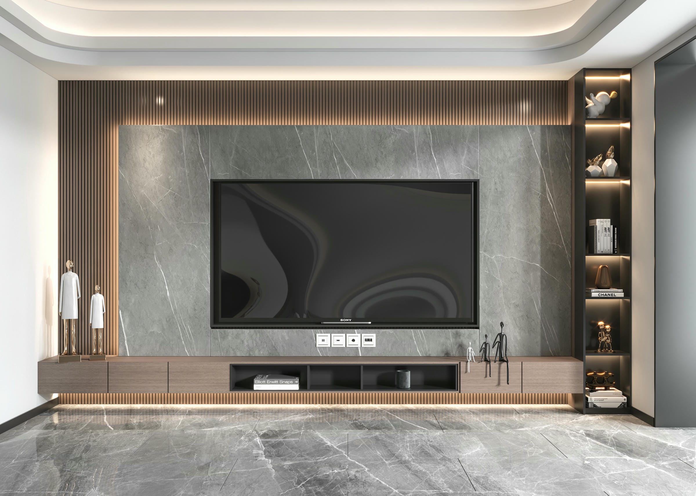 Vách ngăn tivi phòng khách cao cấp Vách ngăn tivi phòng khách cao cấp