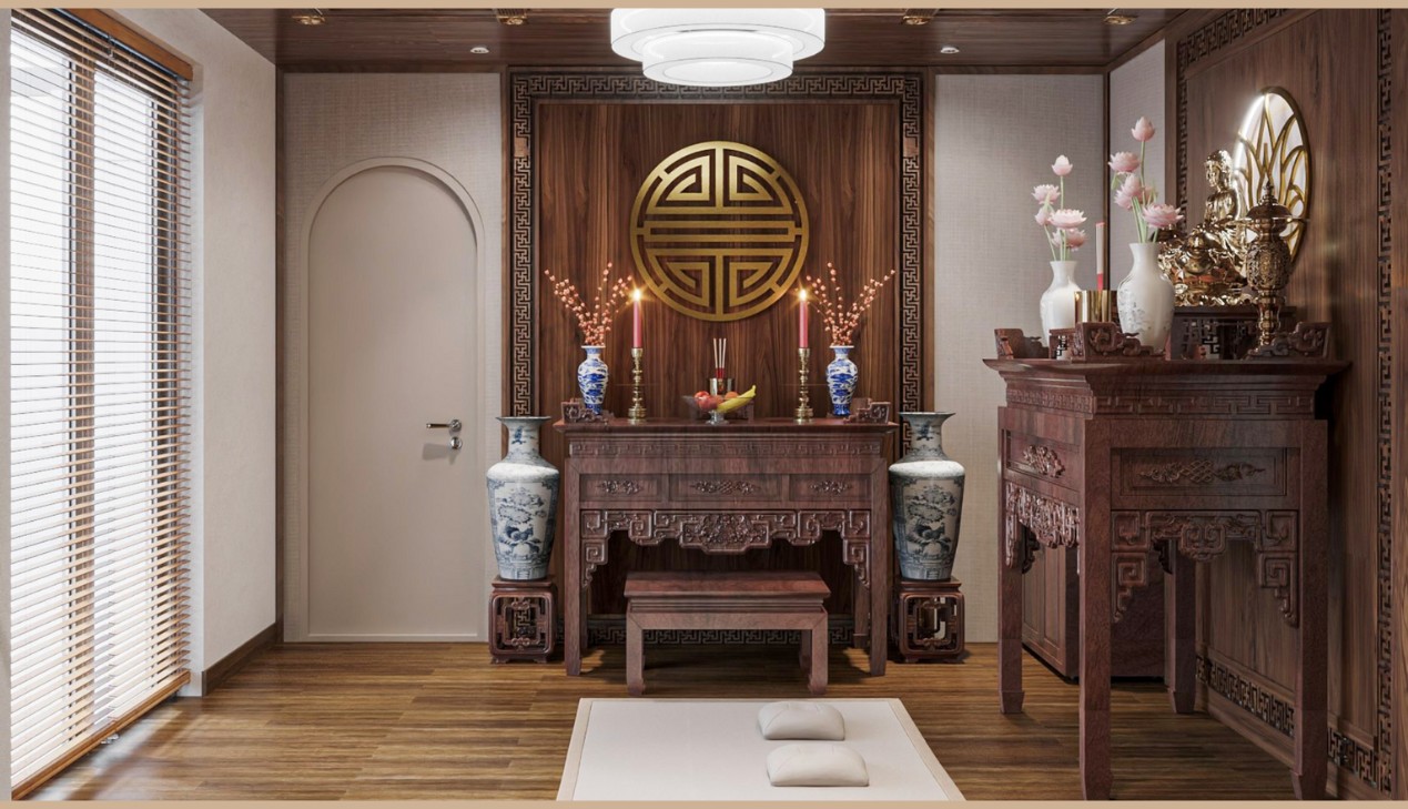 Khung gỗ trang trí phòng thờ Khung gỗ trang trí phòng thờ