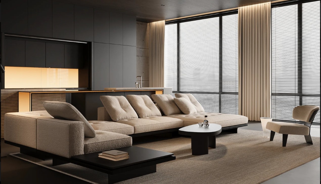 Mẫu phối màu sơn cho phòng khách theo phong cách tối giản Minimalism