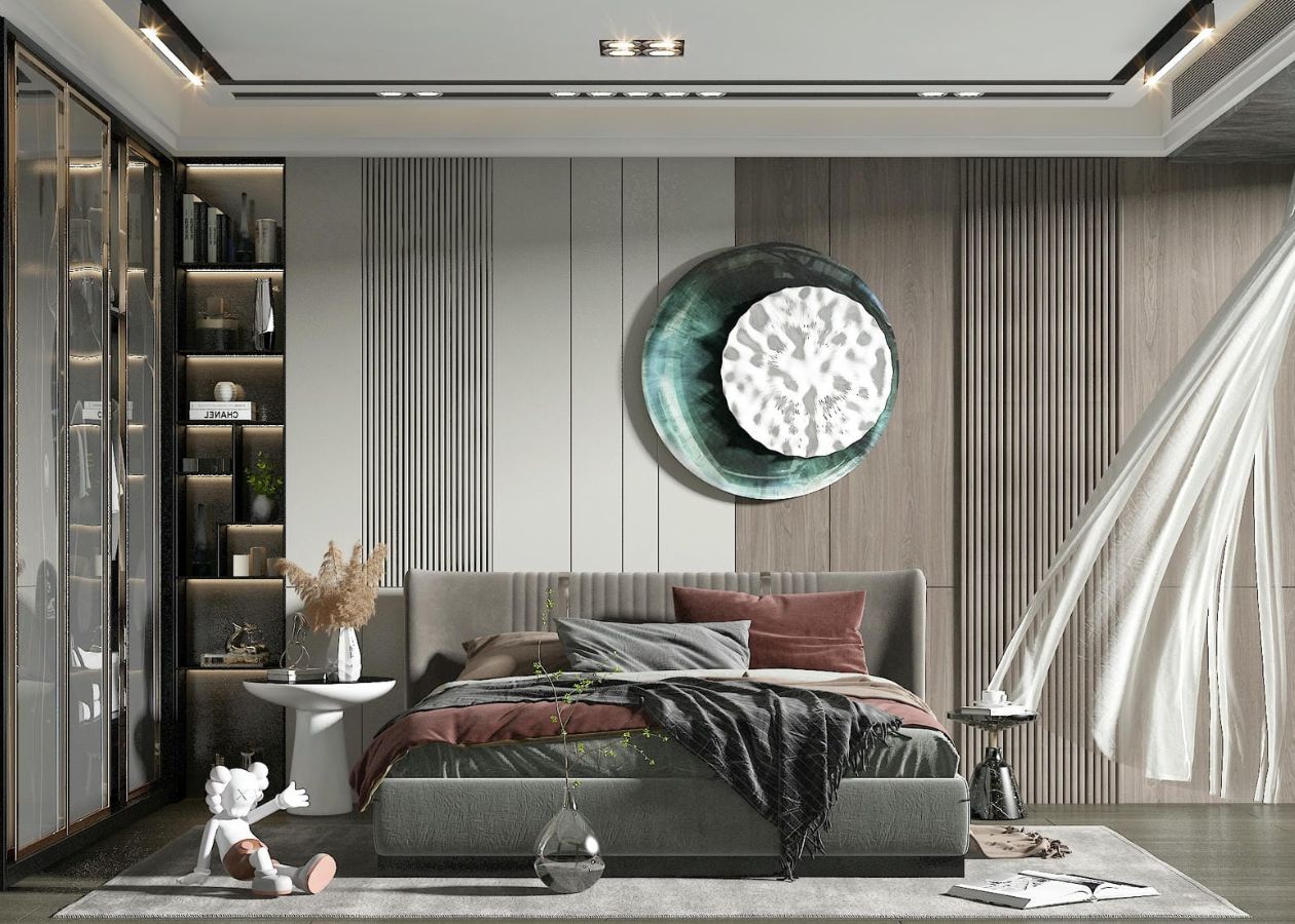 Phòng ngủ dùng chính dùng plywood uốn cong