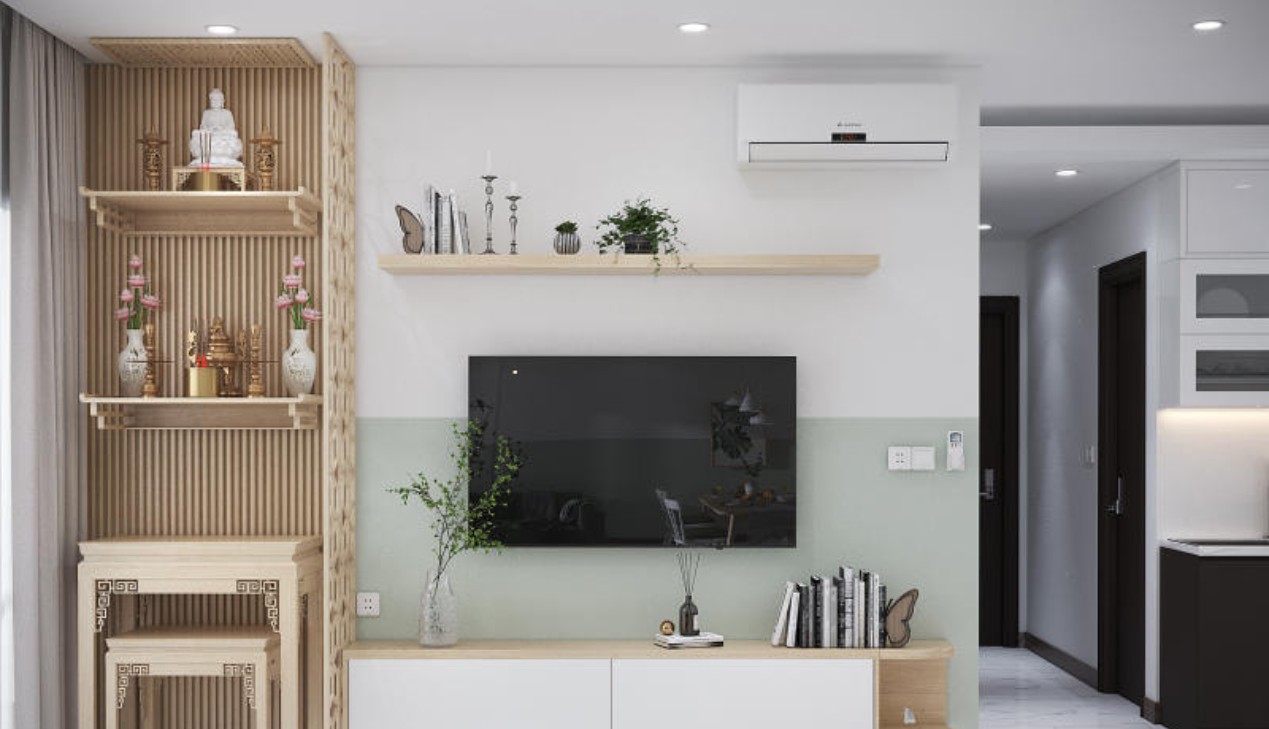 Tham khảo mẫu thiết kế không gian bàn thờ chuẩn phong cách hiện đại tối giản