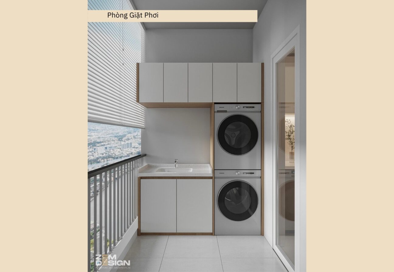 Thiết kế nội thất phòng giặt phơi căn hộ Sài Gòn Pearl