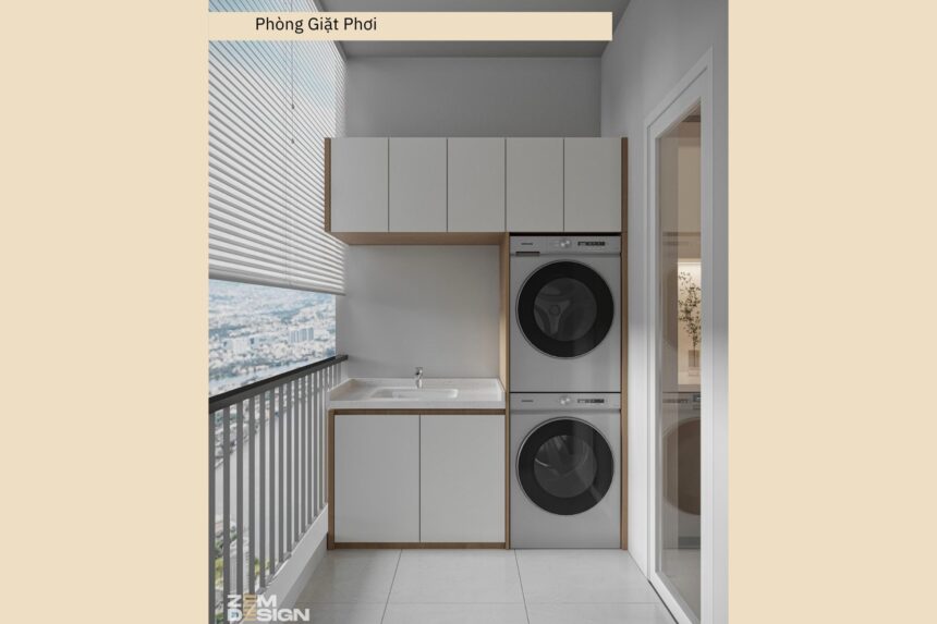 Thiết kế nội thất phòng giặt phơi căn hộ Sài Gòn Pearl