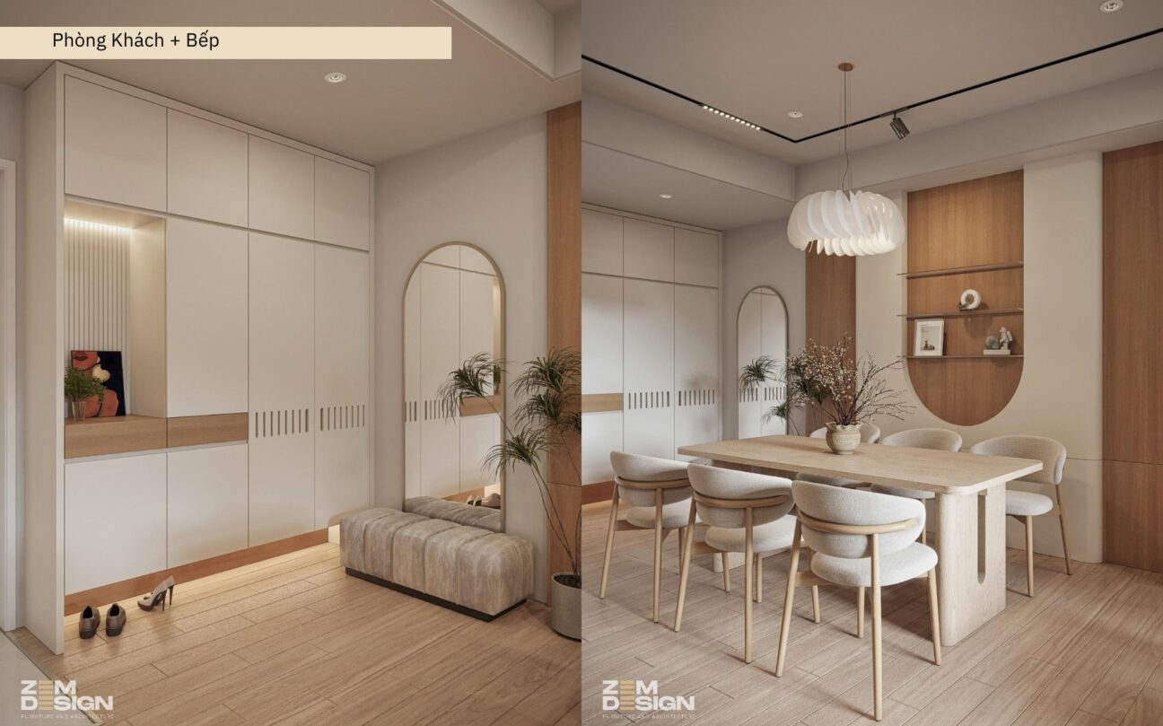 Thiết kế nội thất phòng khách liền bếp căn hộ Sài Gòn Pearl - 02