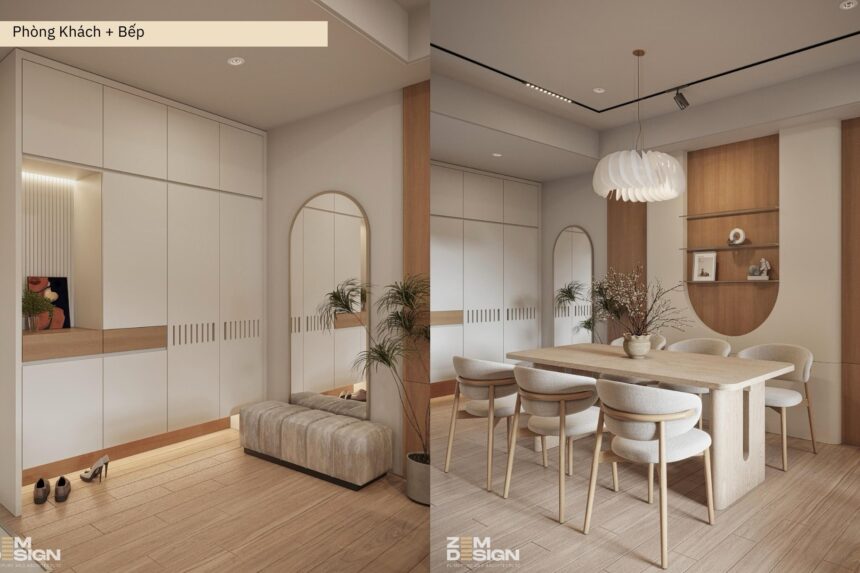 Thiết kế nội thất phòng khách liền bếp căn hộ Sài Gòn Pearl - 02