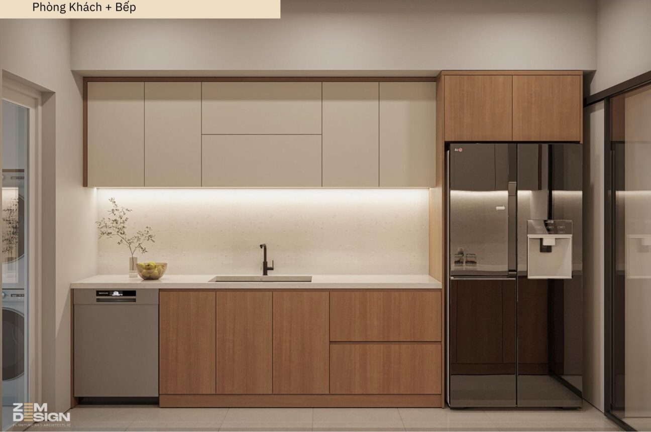 Thiết kế nội thất phòng khách liền bếp căn hộ Sài Gòn Pearl - 07