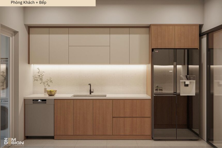 Thiết kế nội thất phòng khách liền bếp căn hộ Sài Gòn Pearl - 07