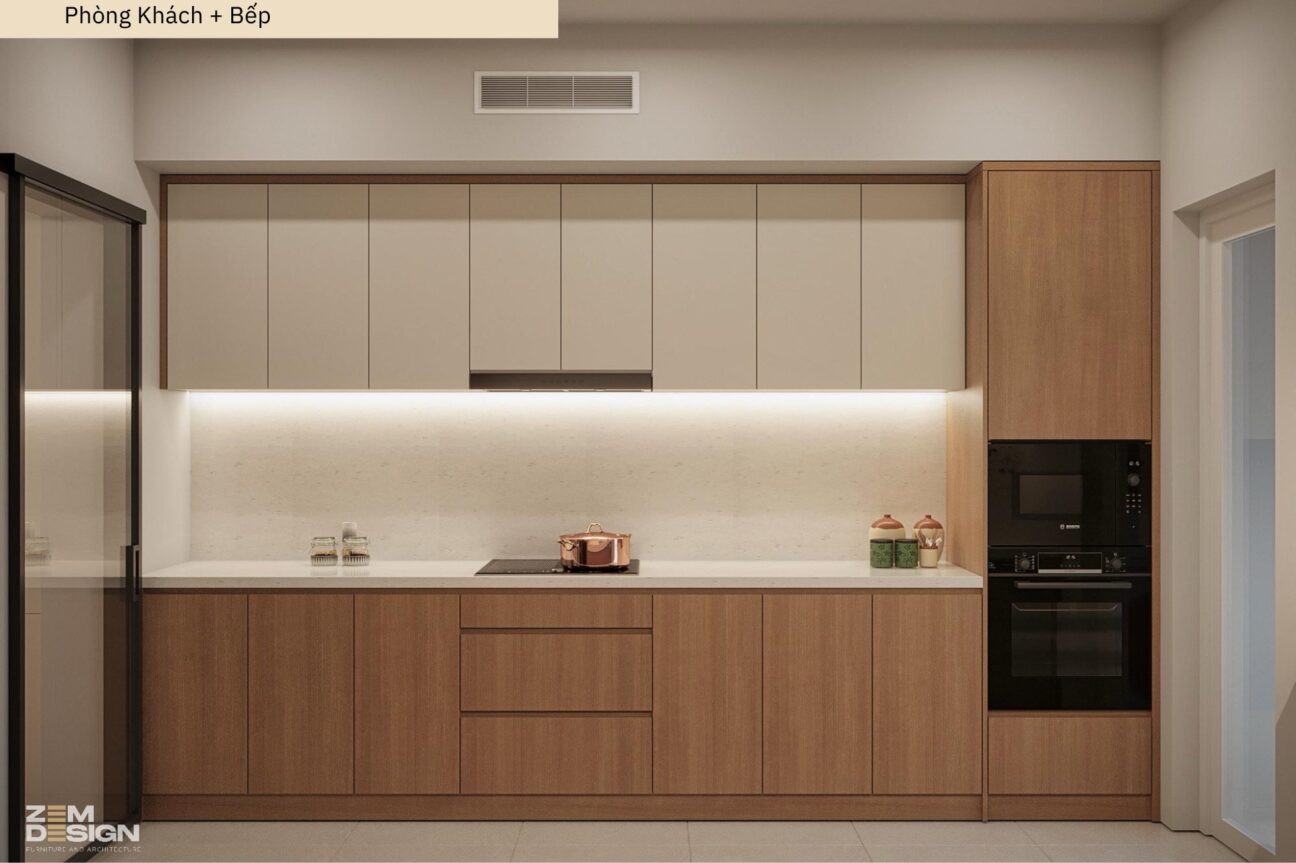 Thiết kế nội thất phòng khách liền bếp căn hộ Sài Gòn Pearl - 08