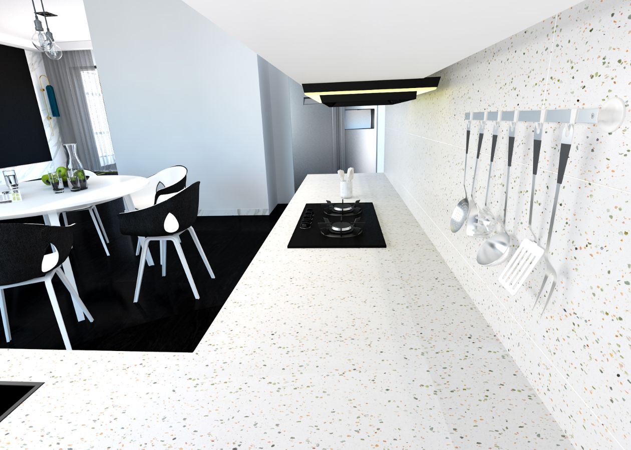 Thói quen sử dụng đá terrazzo bếp