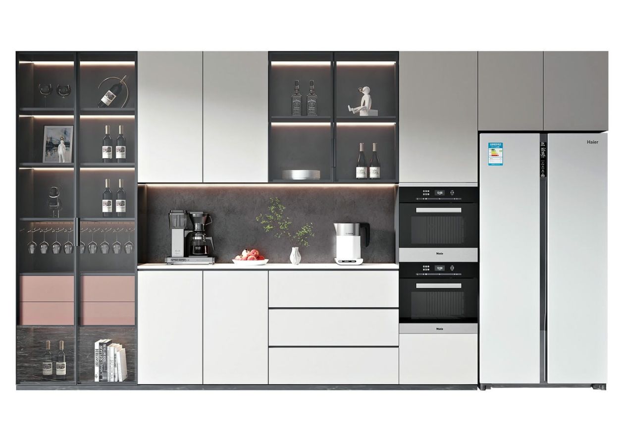 Tủ rượu dùng plywood uốn cong
